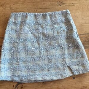 Lulu's Light Blue Tweed Mini Skirt
